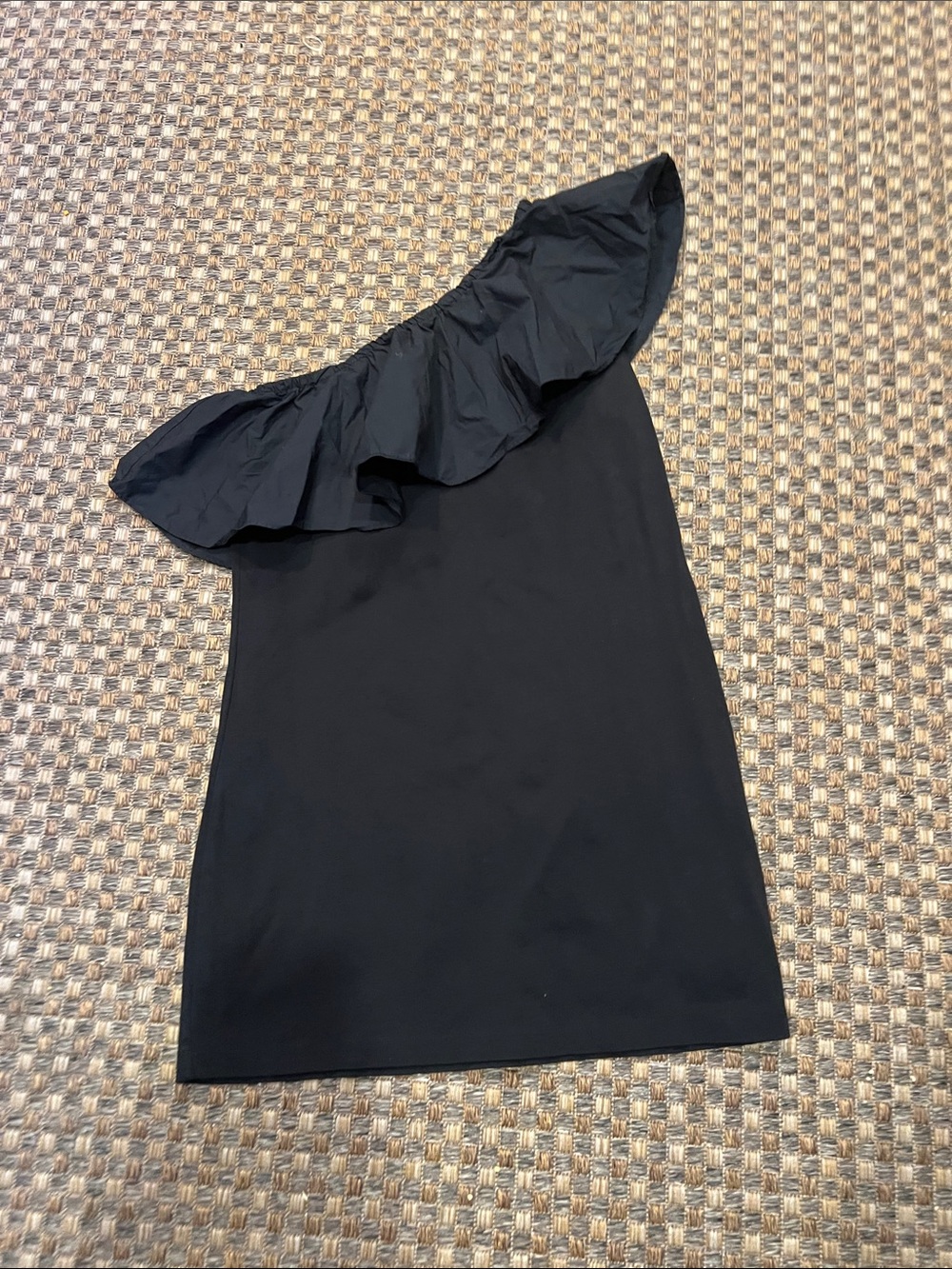 a new day One-Shoulder Black Ruffle Mini Dress larger